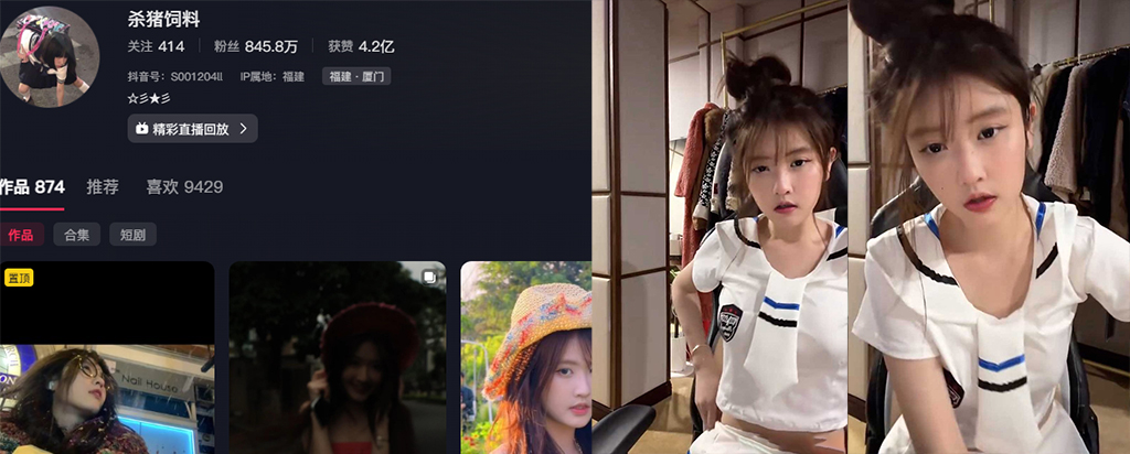 850万粉丝抖音纯欲网红杀猪饲料蛇姐49真空水手服直播